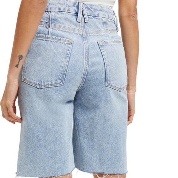 Good American Good 90's Extreme Rip High Waist Bermuda Shorts NWOT Size 24 - Picture 2 of 6